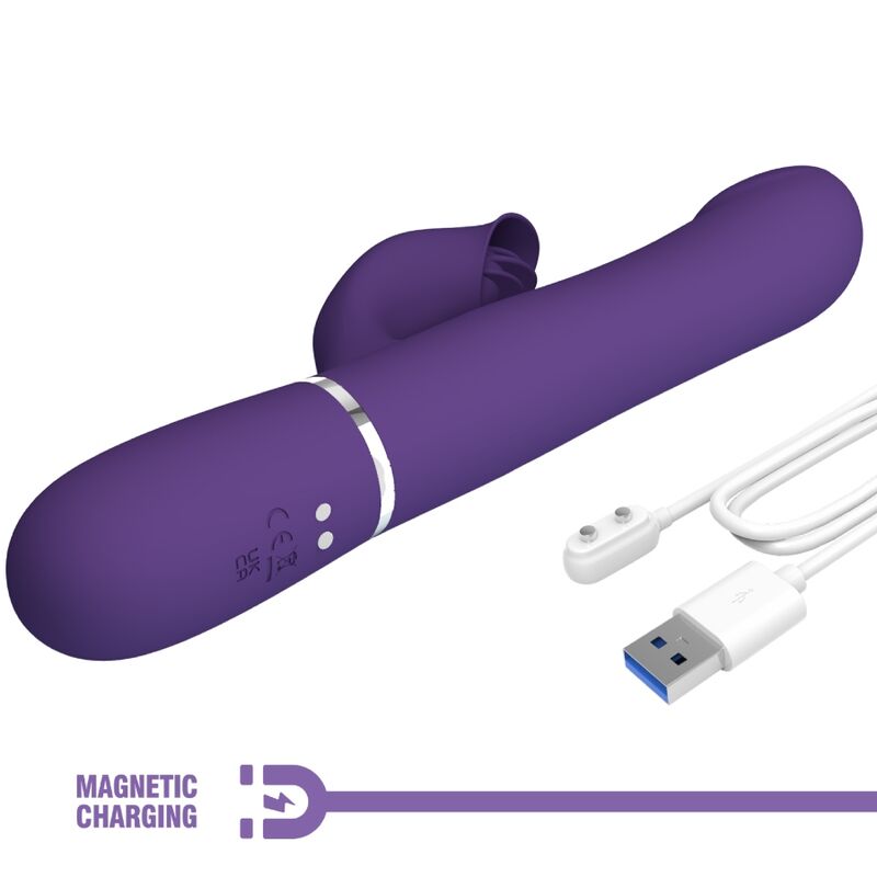 PRETTY LOVE - ZALIN RABBIT VIBRATOR PEARLS 4 IN 1 PURPLE - Amore24
