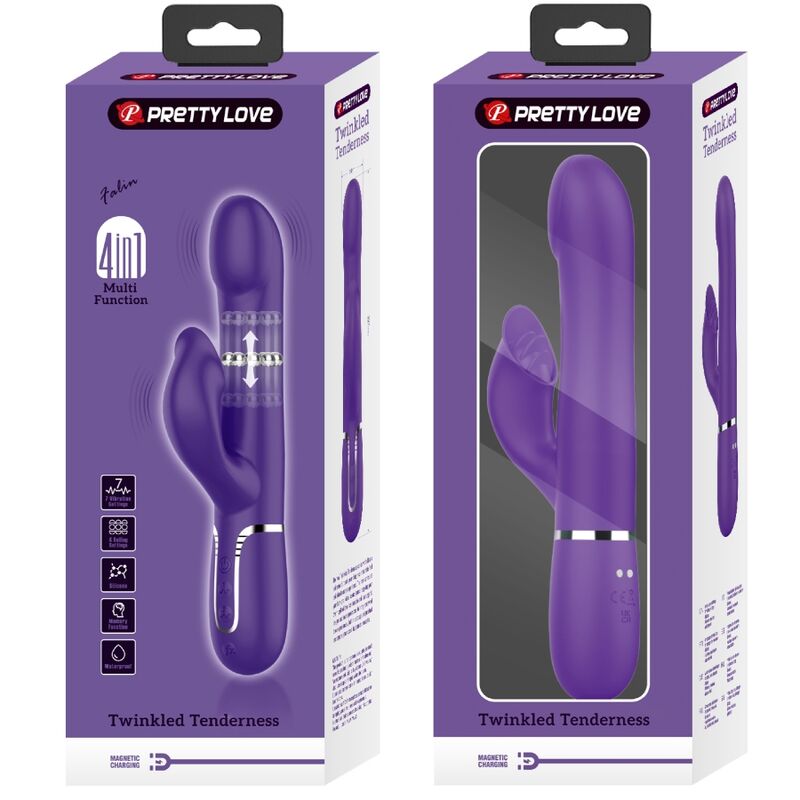 PRETTY LOVE - ZALIN RABBIT VIBRATOR PEARLS 4 IN 1 PURPLE - Amore24