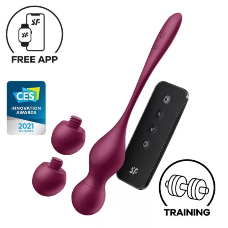 SATISFYER - LOVE BIRDS VARY VIBRATING BALLS FREE APP WINE RED - Amore24
