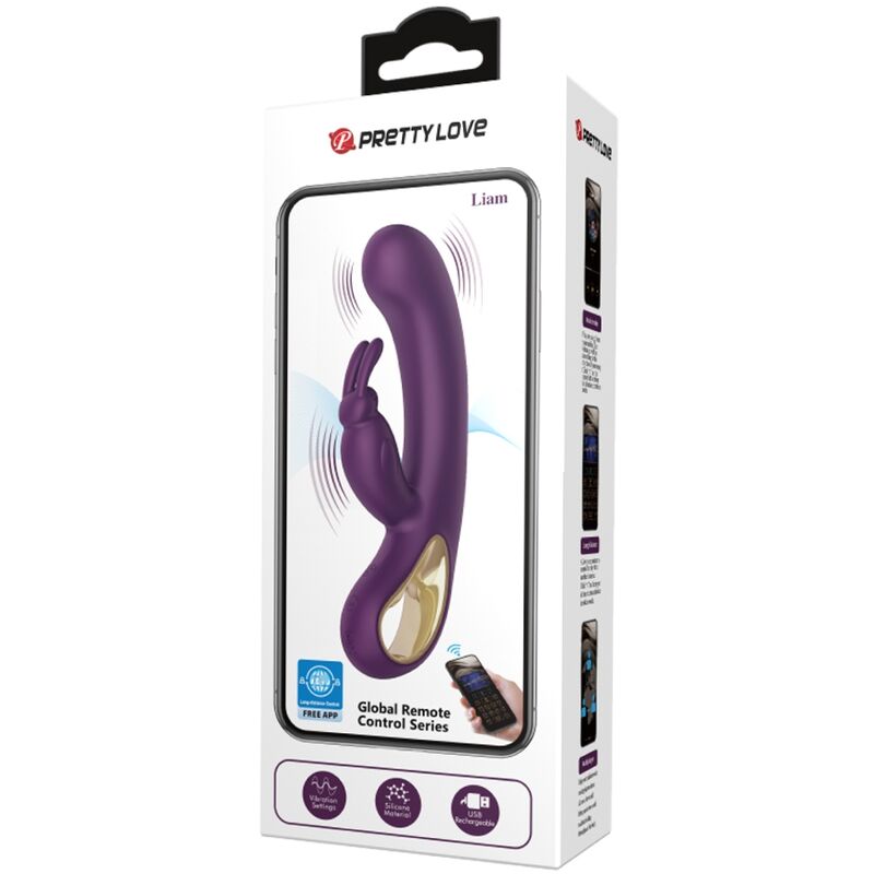 PRETTY LOVE - LIAM RABBIT VIBRATOR & G SPOT STIMULATOR PURPLE - Amore24