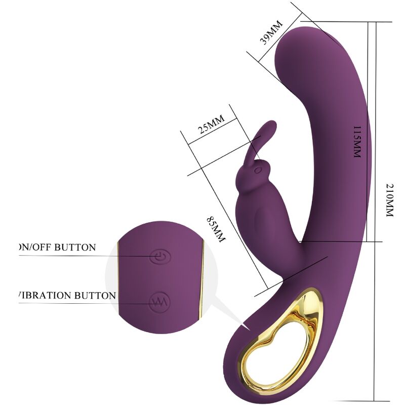 PRETTY LOVE - LIAM RABBIT VIBRATOR & G SPOT STIMULATOR PURPLE - Amore24