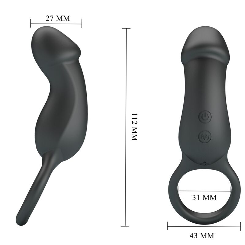 PRETTY LOVE - TRAE VIBRATING BLACK RING WITH STIMULATOR - Amore24
