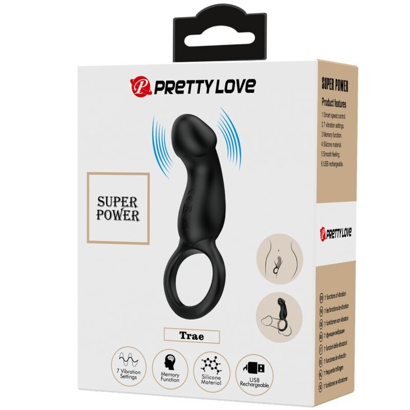 PRETTY LOVE - TRAE VIBRATING BLACK RING WITH STIMULATOR - Amore24