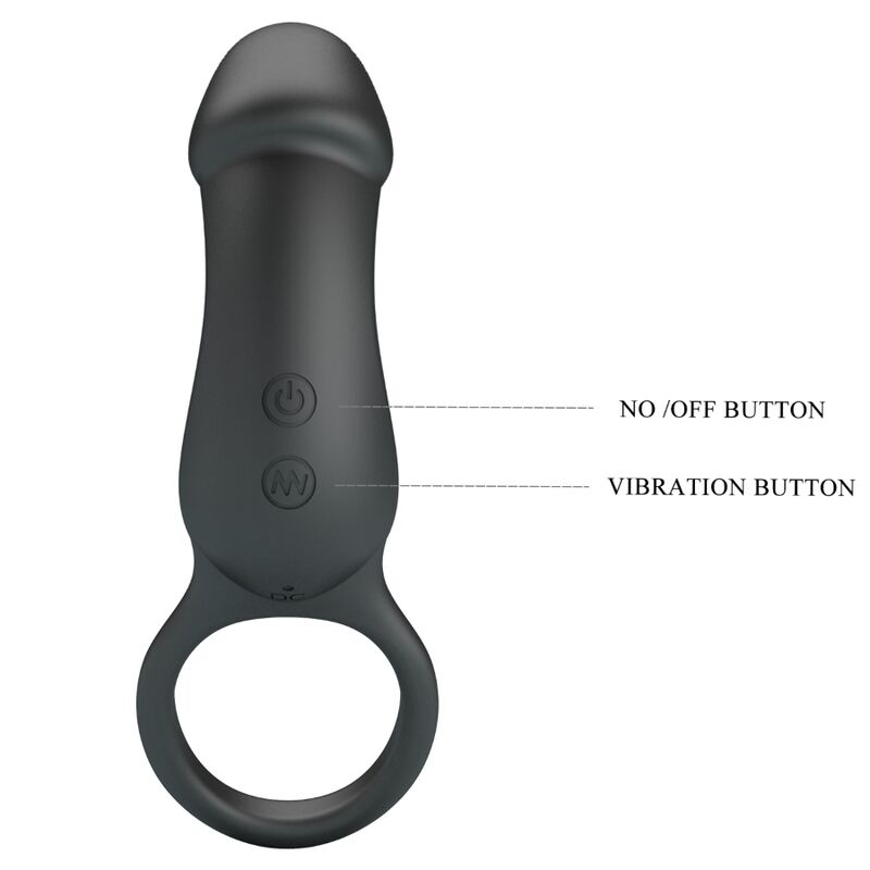 PRETTY LOVE - TRAE VIBRATING BLACK RING WITH STIMULATOR - Amore24