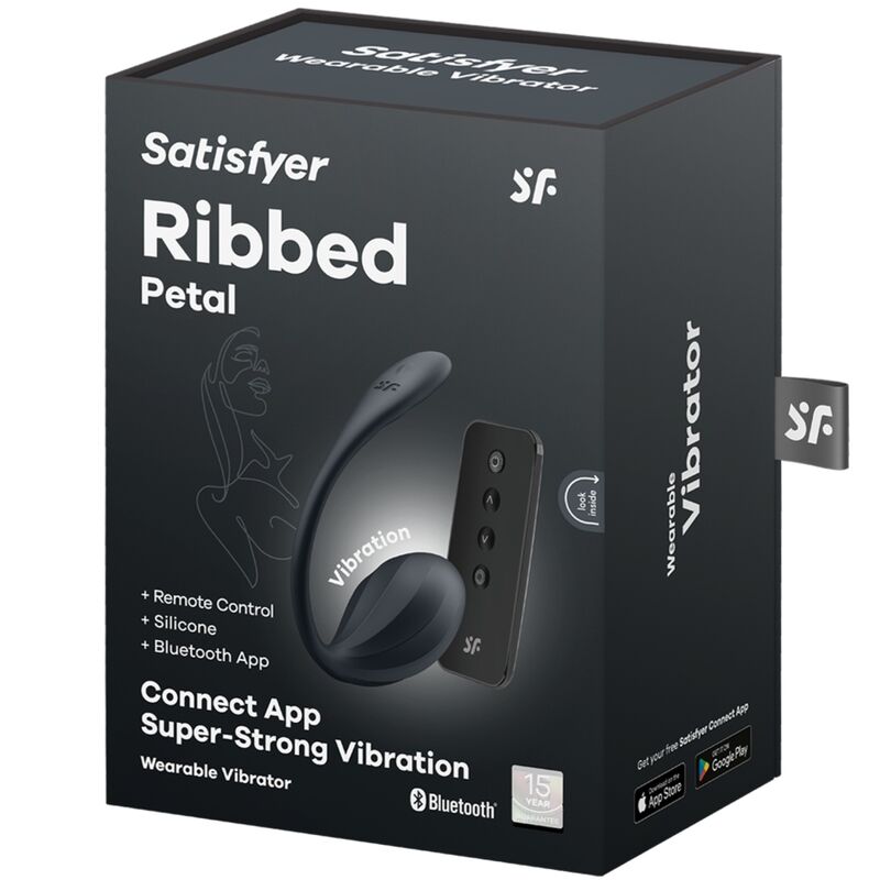 SATISFYER - RIBBED PETAL G POINT STIMULATOR REMOTE CONTROL BLACK FREE APP - Amore24