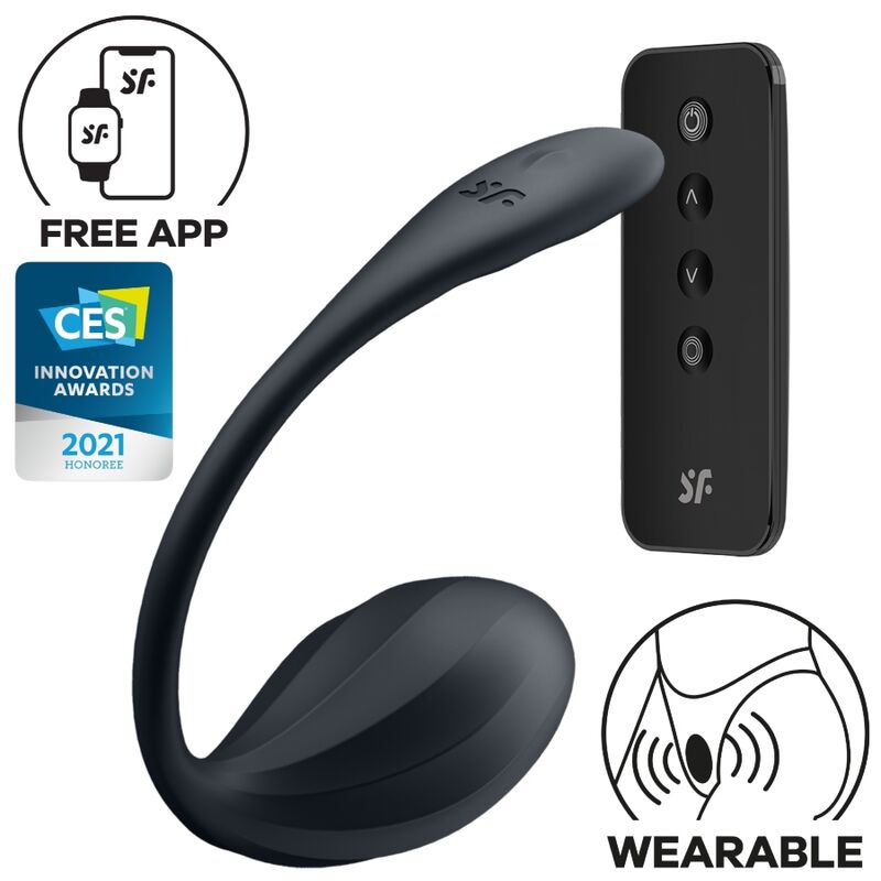 SATISFYER - RIBBED PETAL G POINT STIMULATOR REMOTE CONTROL BLACK FREE APP - Amore24