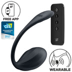 SATISFYER - RIBBED PETAL G POINT STIMULATOR REMOTE CONTROL BLACK FREE APP - Amore24