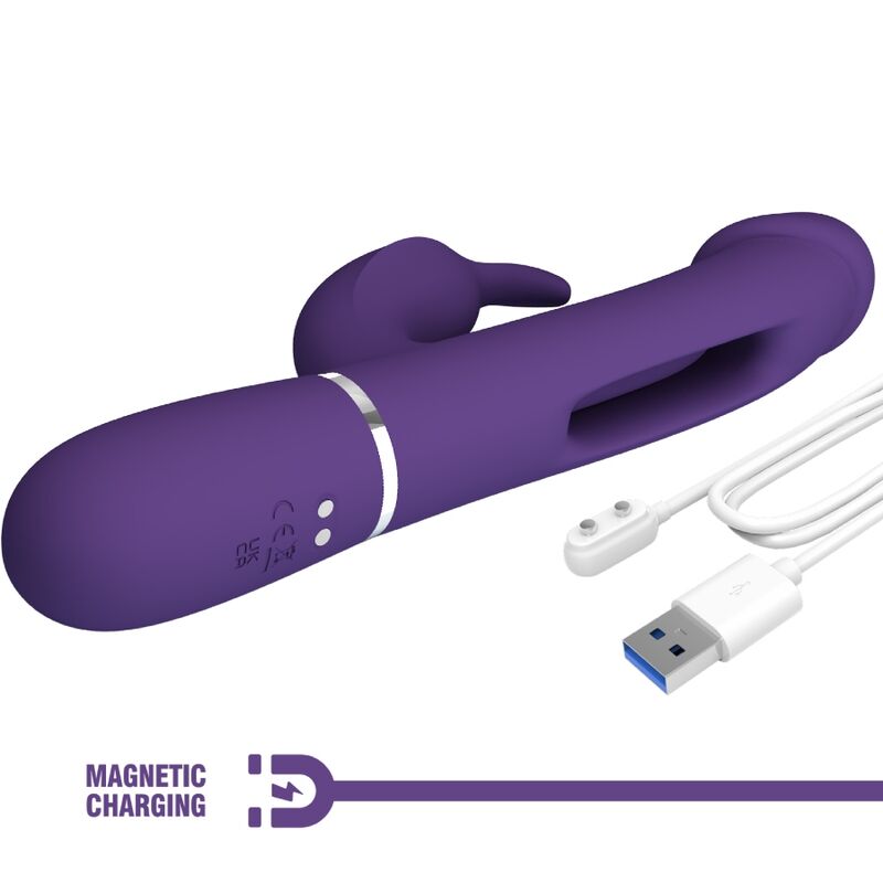 PRETTY LOVE - KAMPAS RABBIT 3 IN 1 MULTIFUNCTION VIBRATOR WITH TONGUE VIOLET - Amore24