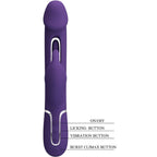 PRETTY LOVE - KAMPAS RABBIT 3 IN 1 MULTIFUNCTION VIBRATOR WITH TONGUE VIOLET - Amore24
