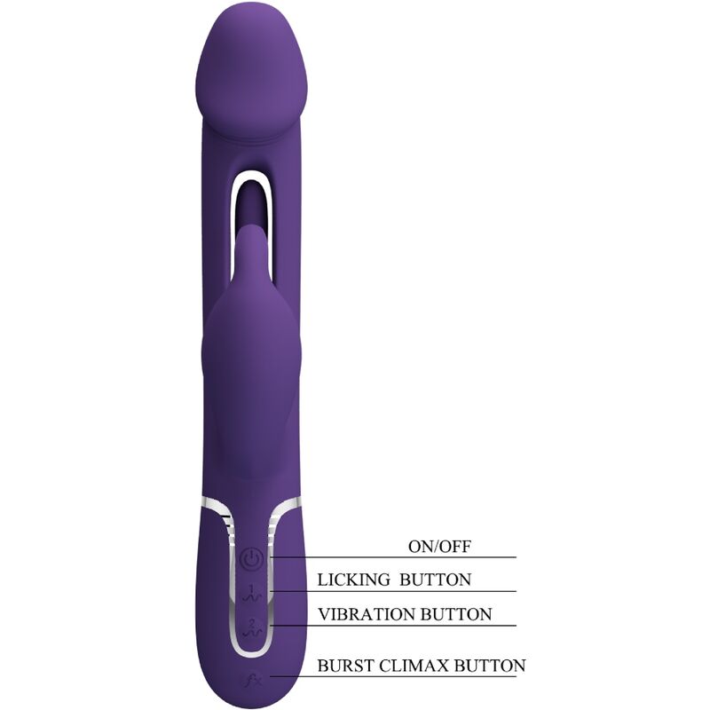 PRETTY LOVE - KAMPAS RABBIT 3 IN 1 MULTIFUNCTION VIBRATOR WITH TONGUE VIOLET - Amore24