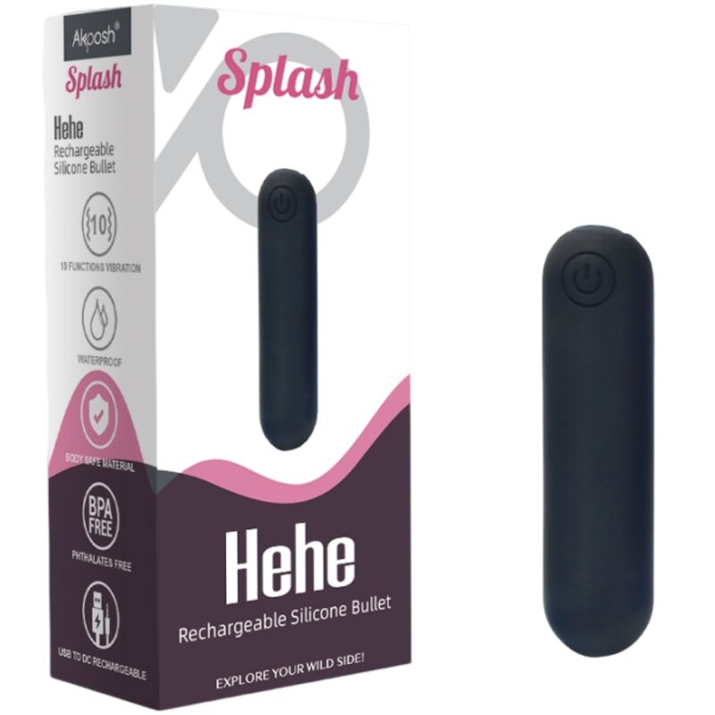 ARMONY -SPLASH HEHE VIBRATOR BULLET SILICONE 10 VIBRATIONS 65 X 15 CM BLACK - Amore24