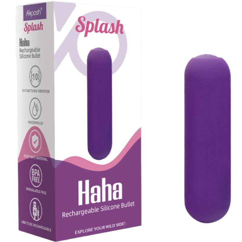 ARMONY - SPLASH HAHA VIBRATOR BULLET SILICONE 10 VIBRATIONS 75 X 19 CM PURPLE - Amore24