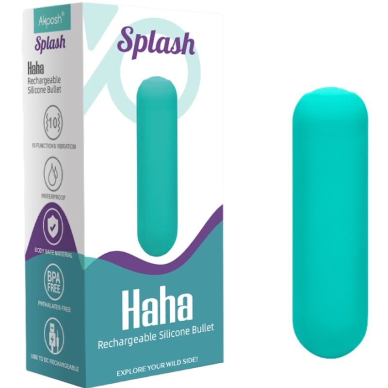 ARMONY - SPLASH HAHA VIBRATOR BULLET SILICONE 10 VIBRATIONS 75 X 19 CM GREEN - Amore24