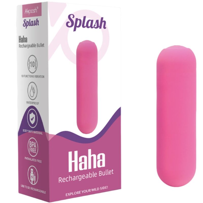 ARMONY - SPLASH HAHA VIBRATOR BULLET SILICONE 10 VIBRATIONS 75 X 19 CM PINK - Amore24