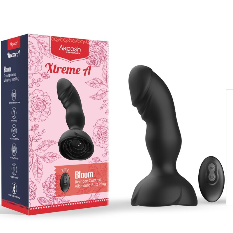 ARMONY - EXTREME A BLOOM ROSE VIBRATOR & ANAL PLUG REMOTE CONTROL BLACK - Amore24