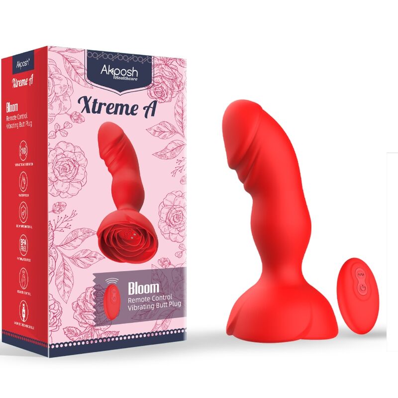 ARMONY - EXTREME A BLOOM ROSE VIBRATOR & ANAL PLUG REMOTE CONTROL RED - Amore24