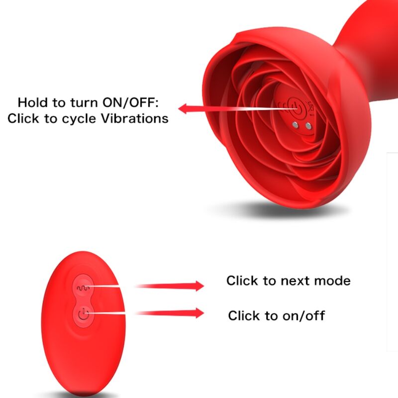 ARMONY - EXTREME A BLOOM ROSE VIBRATOR & ANAL PLUG REMOTE CONTROL RED - Amore24