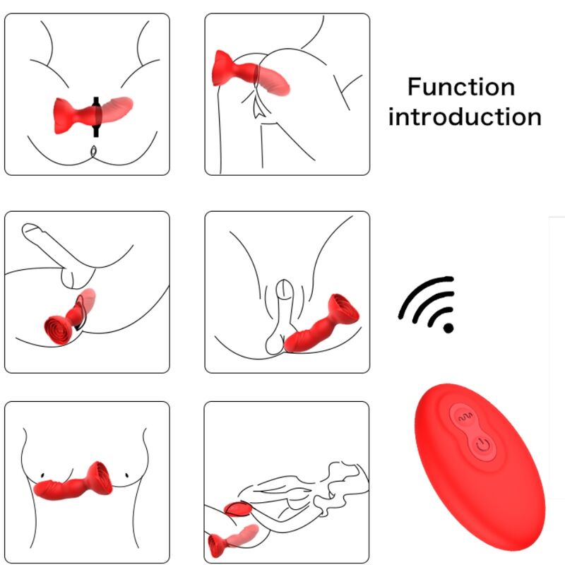 ARMONY - EXTREME A BLOOM ROSE VIBRATOR & ANAL PLUG REMOTE CONTROL RED - Amore24