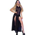 CHILIROSE - CR 4685 LONG DRESS WITH HOOD BLACK S - Amore24