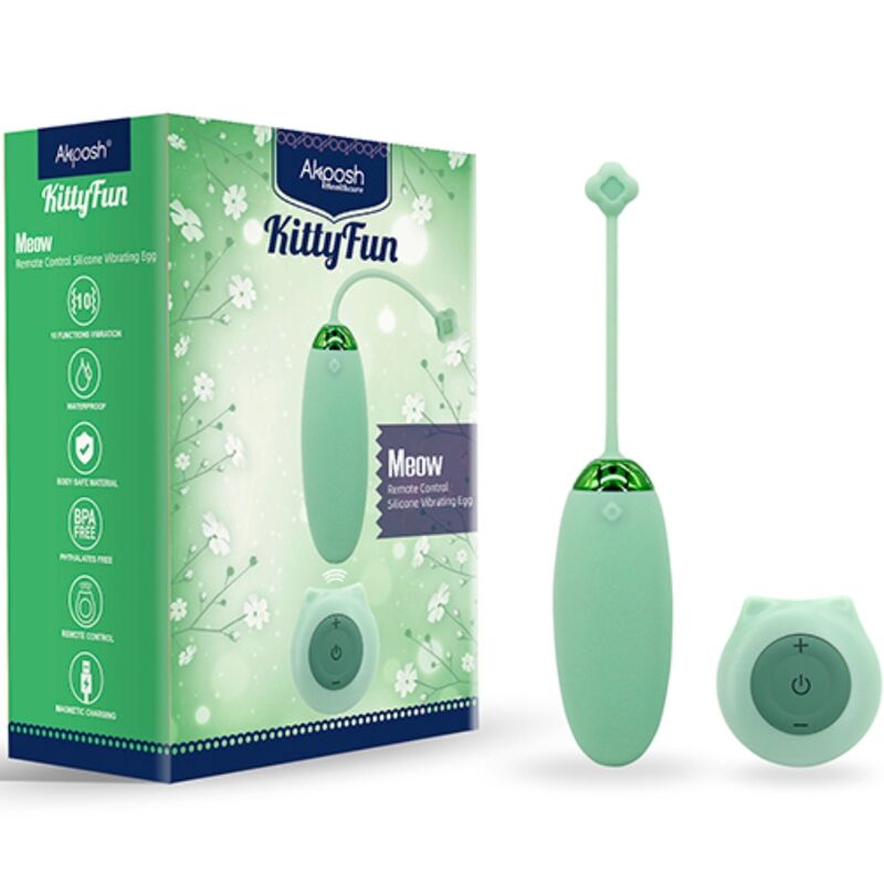 ARMONY - KITTY FUN EGG VIBRATOR REMOTE CONTROL 10 VIBRATIONS GREEN - Amore24