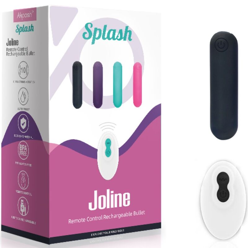 ARMONY - SPLASH JOLINE VIBRATOR BULLET SILICONE REMOTE CONTROL 10 VIBRATIONS 65 X 15 CM BLACK - Amore24