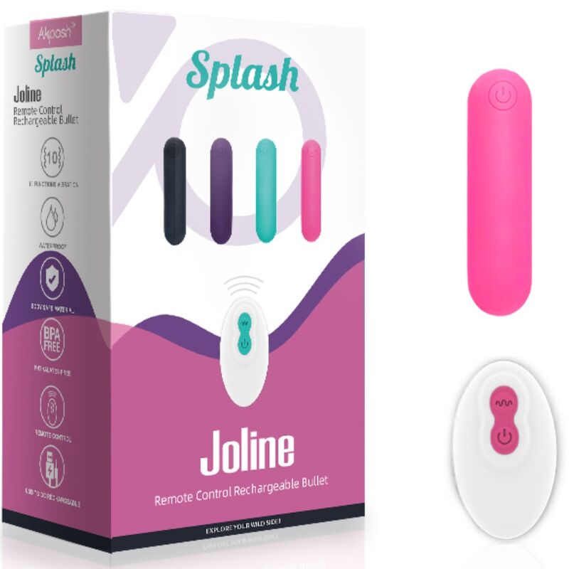 ARMONY - SPLASH JOLINE VIBRATOR BULLET SILICONE REMOTE CONTROL 10 VIBRATIONS 65 X 15 CM PINK - Amore24