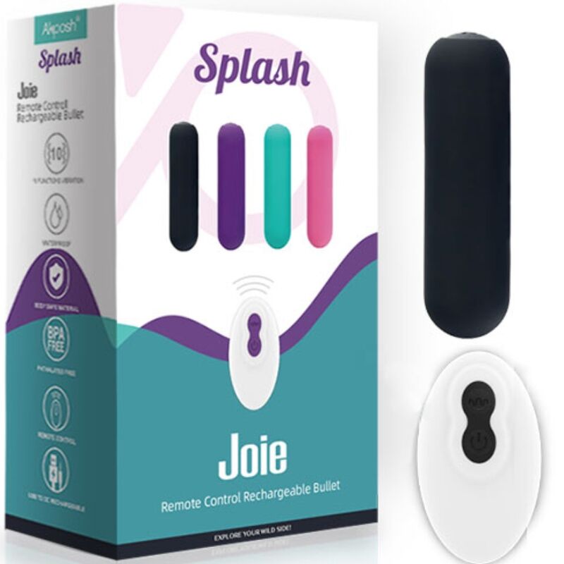 ARMONY - SPLASH JOIE VIBRATOR BULLET SILICONE REMOTE CONTROL 10 VIBRATIONS 75 X 19 CM BLACK - Amore24