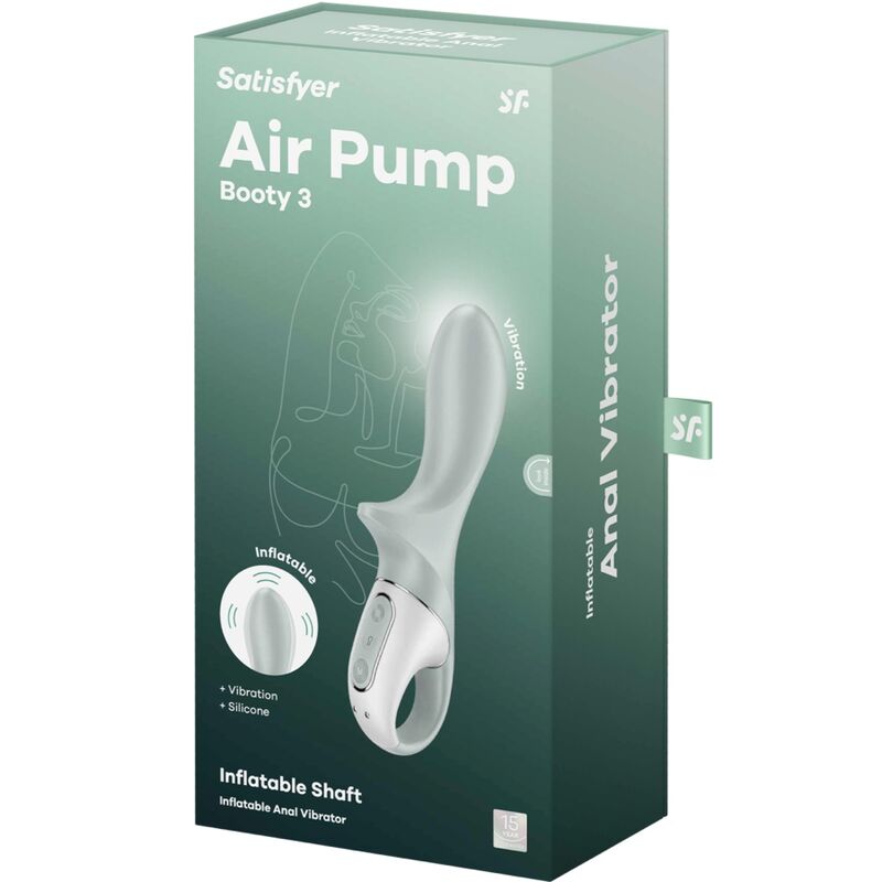 SATISFYER - AIR PUMP BOOTY 3 INFLATABLE ANAL VIBRATOR GREYGREEN - Amore24