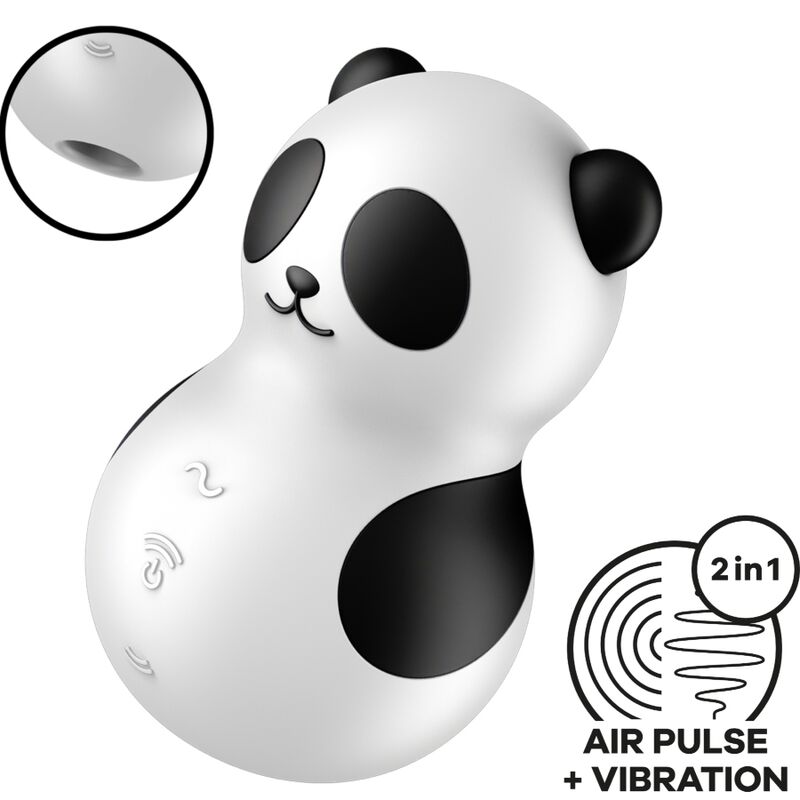 SATISFYER - POCKET PANDA STIMULATOR & VIBRATOR BLACK AND WHITE - Amore24