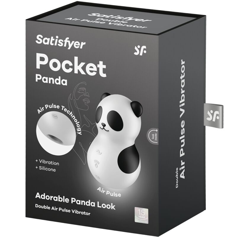 SATISFYER - POCKET PANDA STIMULATOR & VIBRATOR BLACK AND WHITE - Amore24
