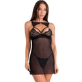 LIVCO CORSETTI FASHION - KROLINA LC 90734 CHEMISE + THONG BLACK L/XL - Amore24