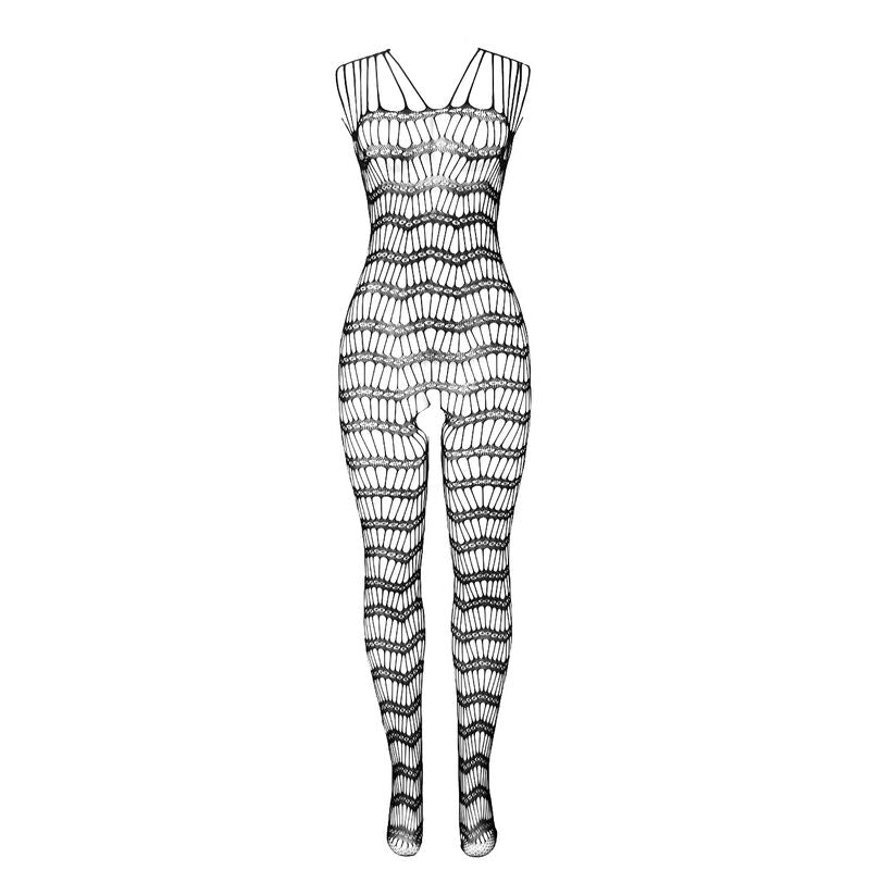 SUBBLIME - 951696 FISHNET CROTCHLESS BODYSTOCKING WITH STRAPS ON THE SHOULDERS BLACK ONE SIZE - Amore24