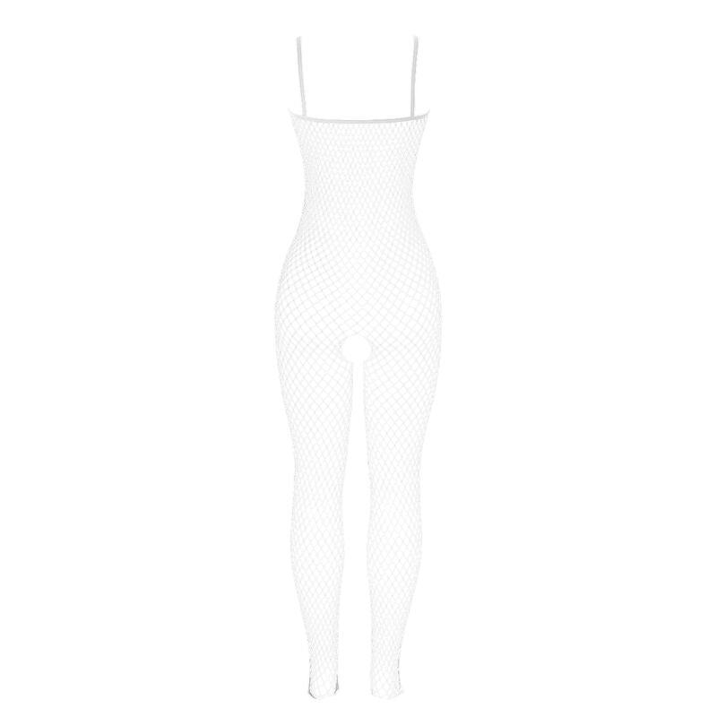 SUBBLIME - 951740 BODYSTOCKING WHITE FISHNET CROTCHLESS WITH BOWS ONE SIZE - Amore24