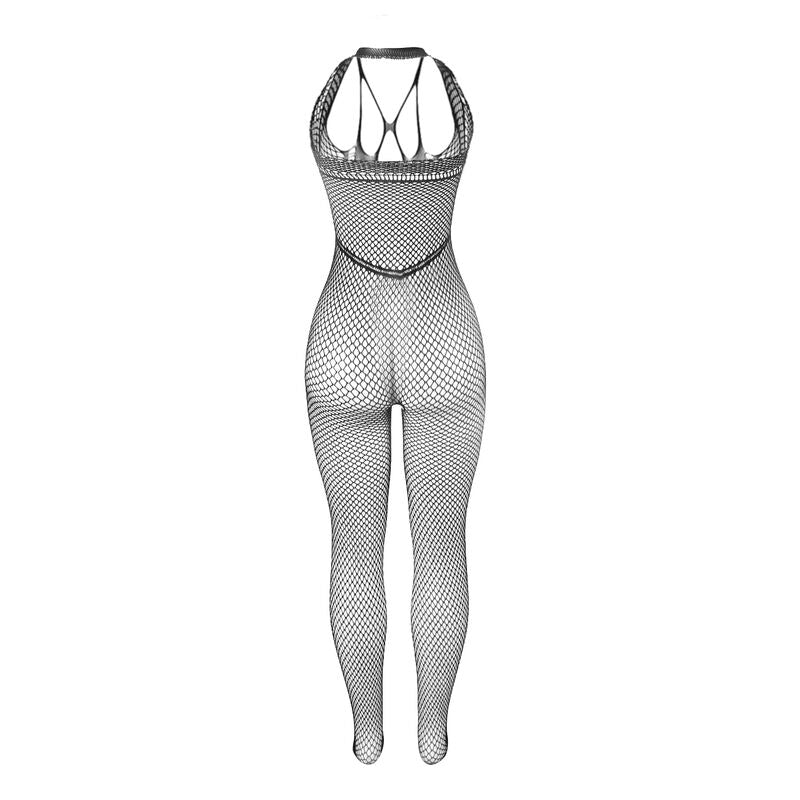 SUBBLIME - 951788 LONG FISHNET BODYSTOCKING WITH STRAPS ON CHEST AND BACK BLACK ONE SIZE - Amore24