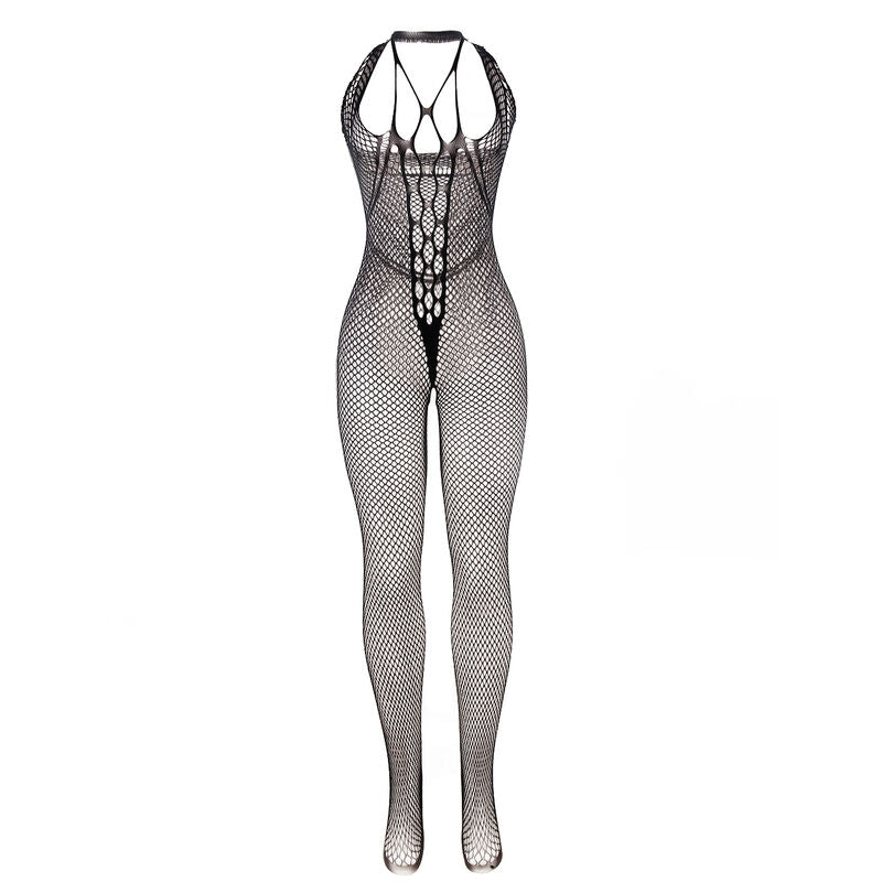 SUBBLIME - 951788 LONG FISHNET BODYSTOCKING WITH STRAPS ON CHEST AND BACK BLACK ONE SIZE - Amore24