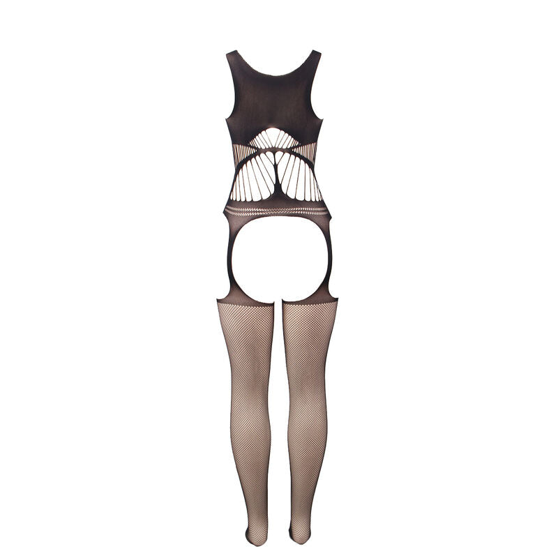 SUBBLIME - 951900 FISHNET CROTCHLESS BODYSTOCKING WITH CUP AND OPEN SHOULDERS BLACK ONE SIZE - Amore24
