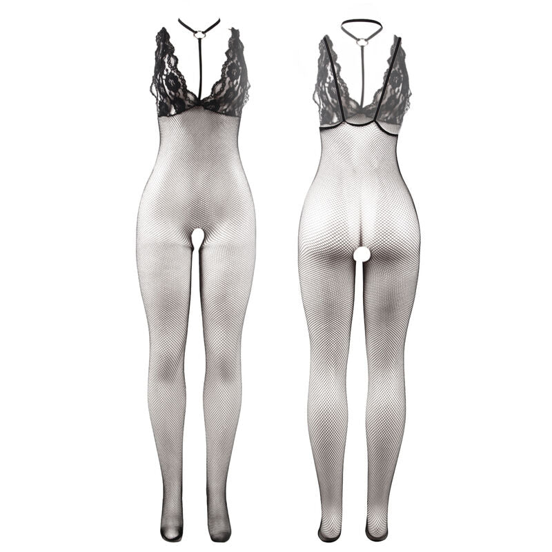 SUBBLIME - 951993 BLACK TRANSPARENT FISHNET CROTCHLESS BODYSTOCKING ONE SIZE - Amore24