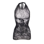 SUBBLIME - 952075 SHORT FISHNET DRESS WITH BACK BACK AND HEART DETAIL BLACK ONE SIZE - Amore24