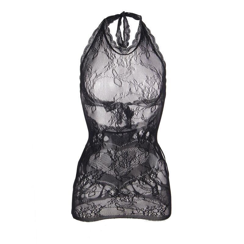 SUBBLIME - 952075 SHORT FISHNET DRESS WITH BACK BACK AND HEART DETAIL BLACK ONE SIZE - Amore24