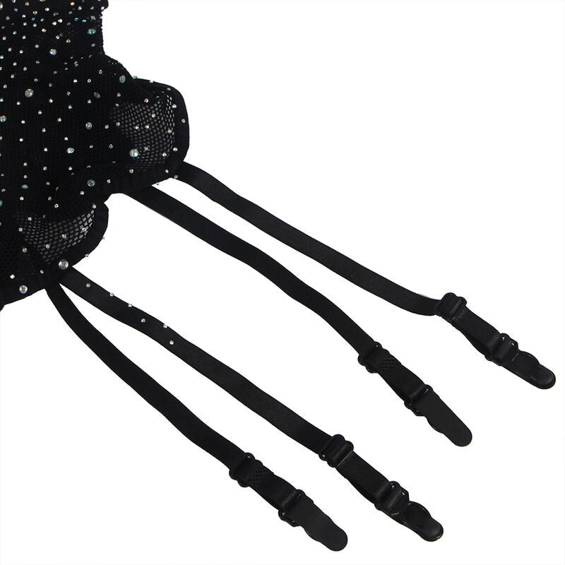 SUBBLIME - 952174 FISHNET BODYSTOCKING WITH GLOVES AND DIAMONDS BLACK ONE SIZE - Amore24