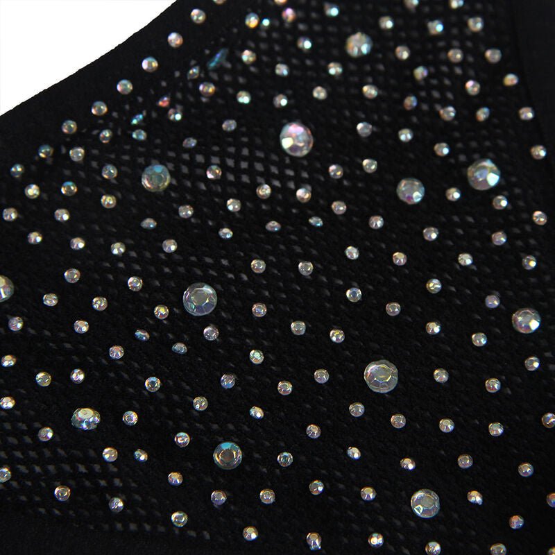 SUBBLIME - 952174 FISHNET BODYSTOCKING WITH GLOVES AND DIAMONDS BLACK ONE SIZE - Amore24
