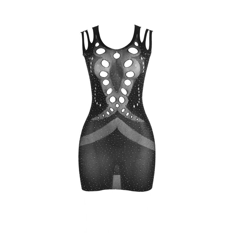 SUBBLIME - 952198 FISHNET DRESS WITH BRILLIANT DIAMONDS BLACK ONE SIZE - Amore24