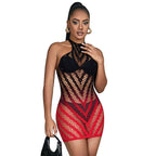 SUBBLIME - 952242 RED AND BLACK DEGRADED ELASTIC FISHNET DRESS ONE SIZE - Amore24