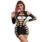 SUBBLIME - 952266 LONG SLEEVE ELASTIC FISHNET DRESS BLACK ONE SIZE - Amore24