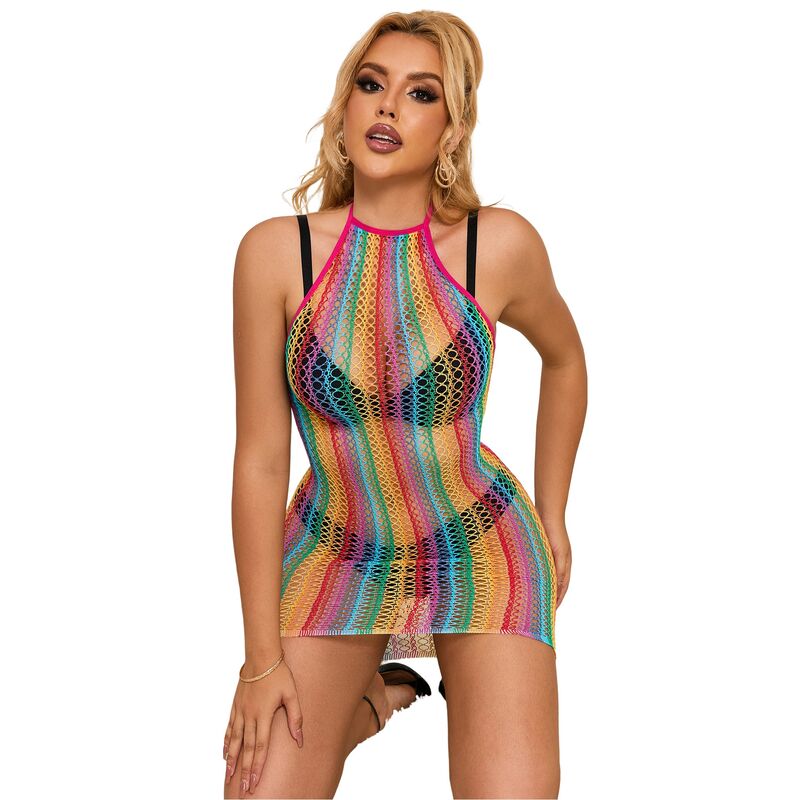 SUBBLIME - 952341 RAINBOW FISHNET DRESS ONE SIZE - Amore24