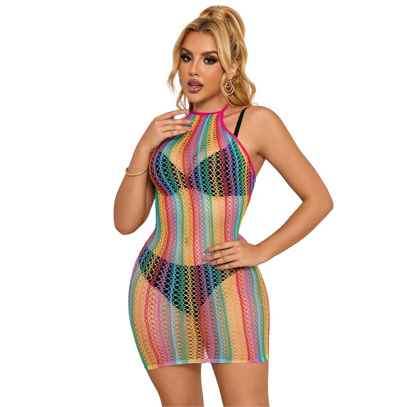 SUBBLIME - 952341 RAINBOW FISHNET DRESS ONE SIZE - Amore24