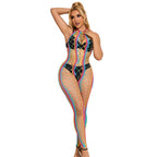 SUBBLIME - 952358 RAINBOW HALTER NECK FISHNET DRESS ONE SIZE - Amore24