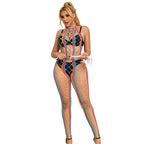 SUBBLIME - 952358 RAINBOW HALTER NECK FISHNET DRESS ONE SIZE - Amore24