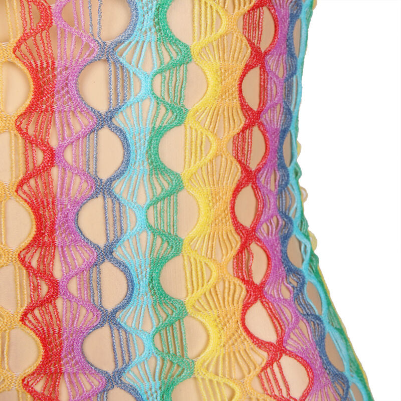 SUBBLIME - 952365 RAINBOW BARE SHOULDER FISHNET DRESS ONE SIZE - Amore24