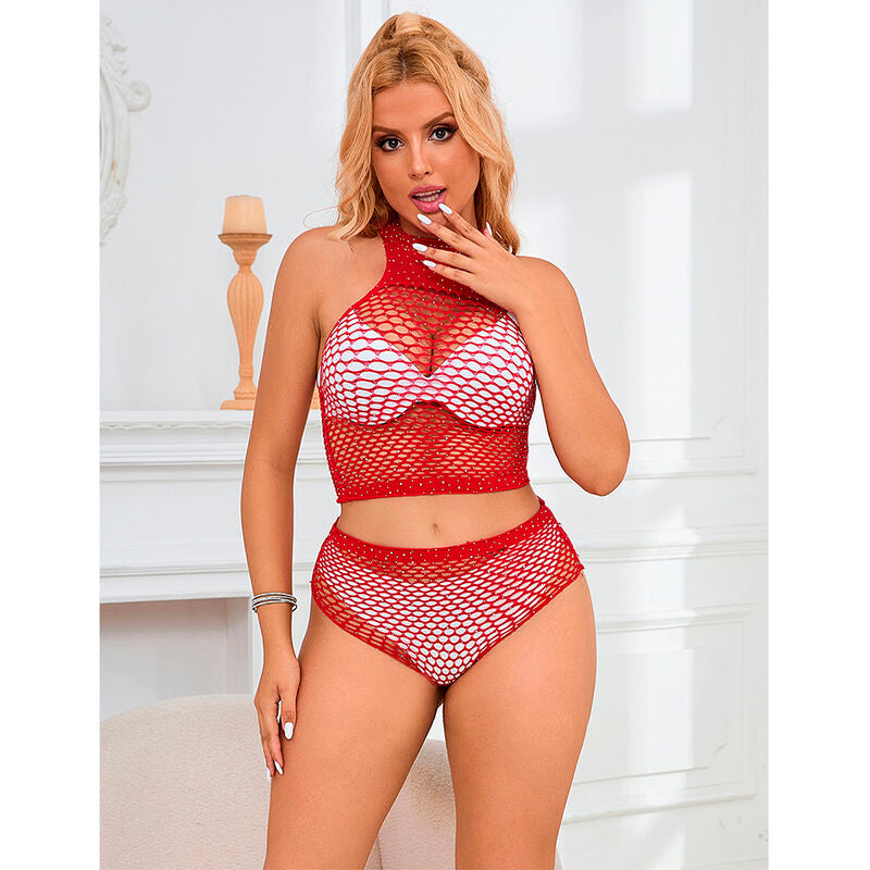 SUBBLIME - 952402 FISHNET SET WITH PINK DIAMONDS ONE SIZE - Amore24